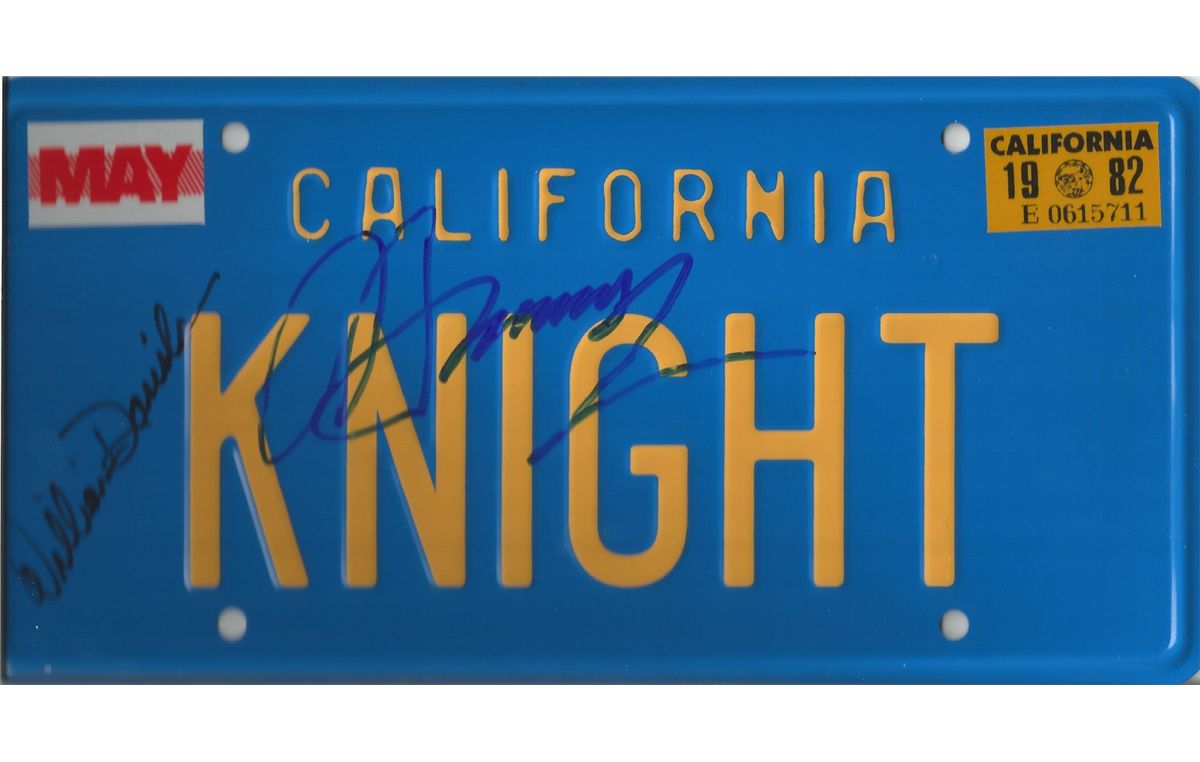 Knight Rider Rear Tag Knight Rider prop metal license tag from a Knight Rider car hand signed ...