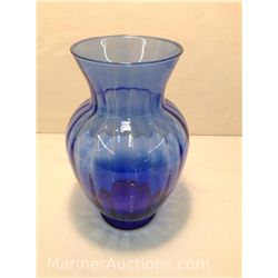 Hand Blown Blue Art Glass Vase