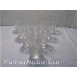 Set of 10 Hungarian Pinwheel Crystal water glasses