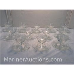 Set of 12 Hungarian Pinwheel Crystal Desert Dishes with Plates