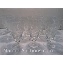 Set of 12 Hungarian pinwheel crystal wine glasses