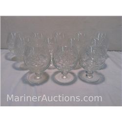 Set of 12 Hungarian pinwheel crystal brandy snifters