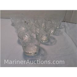 Set of 10 Hungarian Pinwheel Crystal Cocktail Glasses