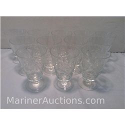 Set of 12 Hungarian Pinwheel Crystal Juice Glasses
