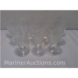 Set of 12 Hungarian Pinwheel Crystal Liqueur Glasses