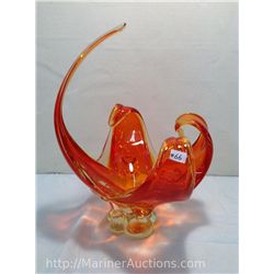 Hand Blown Signed Chalet Canadian Orange Art Glass Bowl
