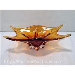 Hand Blown Amber Art Glass Bowl