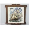 Image 1 : Tile Plaque of Sailing Ship on Wood