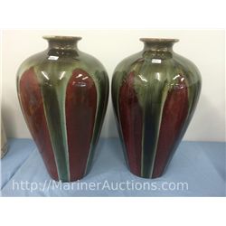 Pair of Heavy Hand Crafted Pottery Vases