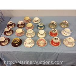 Collection of 20 Assorted Bone China Cups and Saucers