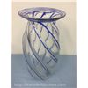 Image 1 : Large Hand Blown Blue and Clear Art Glass Vase