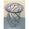 Image 2 : Large Hand Blown Blue and Clear Art Glass Vase