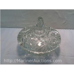 Old Pressed Glass Covered Bowl