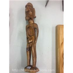 Hand Caved Solid Wood Male Sculpture (14" high)