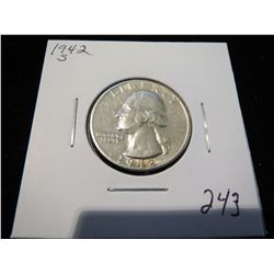 1942S Washington Silver Quarter