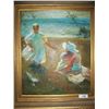Image 1 : MARTIN ABARCA, ORIGINAL OIL ON CANVAS IMPRESSIONIST STYLE PAINTING, YOUNG GIRLS AT THE BEACH FRAMED