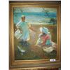 Image 2 : MARTIN ABARCA, ORIGINAL OIL ON CANVAS IMPRESSIONIST STYLE PAINTING, YOUNG GIRLS AT THE BEACH FRAMED