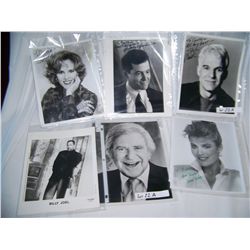 LOT OF (6) CELEBRITY HAND SIGNED BLACK & WHITE PICTURES, INCL: BILLY JOEL, STEVE MARTIN, VANNA WHITE