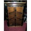 Image 2 : UNIQUE VINTAGE ASIAN MOTIF DECORATIVE CORNER CABINET, WITH GLASS SHELVING