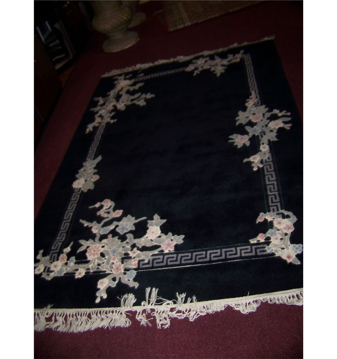 STYLISH BLACK & WHITE WOVEN LARGE AREA RUG, WITH FLORAL ...