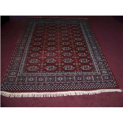 FINE HAND WOVEN LARGE BURGANDY AREA RUG 94 X 64