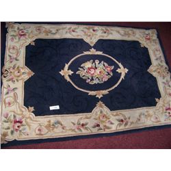 BLUE & CREAM COLORED  FLORAL PATTERN AREA RUG 42IN X60IN