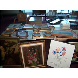 WHOLESALE DEALERS LOT OF (45) ASSORTED FRAMED & UNFRAMED ARTWORKS, MANY PRINTS, PAINTINGS & ETC.