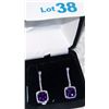 Image 1 : PAIR OF IMPRESSIVE 14KT WHITE GOLD DIAMOND & AMETHSYT EARRINGS 5CT OF V.S  AMETHSYT