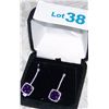 Image 2 : PAIR OF IMPRESSIVE 14KT WHITE GOLD DIAMOND & AMETHSYT EARRINGS 5CT OF V.S  AMETHSYT