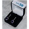 Image 3 : PAIR OF IMPRESSIVE 14KT WHITE GOLD DIAMOND & AMETHSYT EARRINGS 5CT OF V.S  AMETHSYT