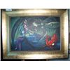Image 2 : MARC CHAGALL (1887-1985) SIGNED ORIGINAL OIL ON CANVAS PAINTING IMAGE 15T X 22W . FRAMED 23 X 30