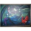 Image 3 : MARC CHAGALL (1887-1985) SIGNED ORIGINAL OIL ON CANVAS PAINTING IMAGE 15T X 22W . FRAMED 23 X 30