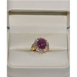 EXQUISITE 18K GOLD RUBY & DIAMOND LADIES RING.  APPX. 7CT NATURAL RUBY W/ 1.8 CT VS DIAMONDS