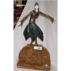 VERY RARE CHIPARUS BRONZE & IVORY SCULPTURE, ART DECO DANCER