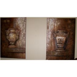 PAIR OF UNIQUE, ORIGINAL HAND PAINTED OVERSIZE DECORATIVE PAINTINGS