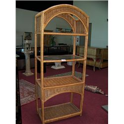 TALL, FOUR SHELF WICKER DISPLAY