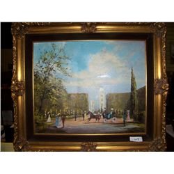 VINTAGE, SIGNED IMPRESSIONIST FRENCH PAINTING IN GORGEOUS FRAME 28T X 32W