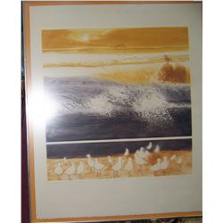 RUSSA GRAEME "SURF" ORIGINAL HAND SIGNED ETCHING 1977 W/ C.OA. FRAMED #105/125