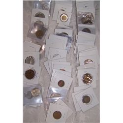 LOT OF (60+) UNINSPECTED UNITED STATES & FORIEGN COINS, MANY VINTAGE DATES, SOME POSSIBLY RARE