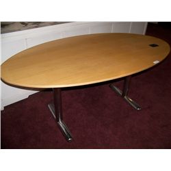 VERY NICE OVAL BLOND WOOD OFFICE TABLE