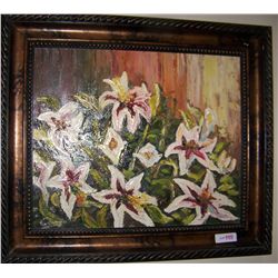 "IRIS" BEAUTIFUL ORIGINAL OIL ON CANVAS SIGNED PAINTING, GALLERY FRAMED