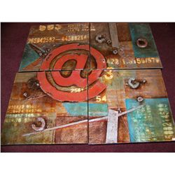 "@" VERY UNIQUE FOUR PIECE, MODERN MIXED MEDIA FINE ART SET.