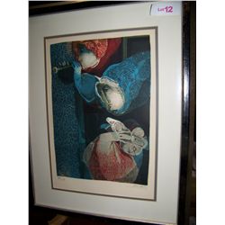 ALVAR  ORIGINAL EARLY, PENCIL SIGNED LITHOGRAPH #79/150. GALLERY FRAMED 24T X19W