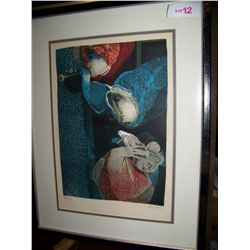 ALVAR  ORIGINAL EARLY, PENCIL SIGNED LITHOGRAPH #79/150. GALLERY FRAMED 24T X19W