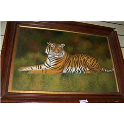 "PORTRAIT OF A TIGER" ORIGINAL OIL ON CANVAS PAINTING, NICELY FRAMED