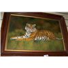 Image 1 : "PORTRAIT OF A TIGER" ORIGINAL OIL ON CANVAS PAINTING, NICELY FRAMED