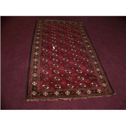 GORGEOUS HAND WOVEN TURKOMAN WOOL RUG 96L X 50W , WITH BEAUTIFUL COLORS & PATTERN