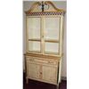 Image 1 : ANTIQUE REFURBISHED CREAM COLOR & CHECKERED CURIO CABINET W/ KEY