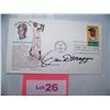 Image 2 : JOE DIAMAGGIO HAND SIGNED POSTCARD ON JACKIE ROBINSON 1ST DAY ISSUE POSTCARD W/ STAMP