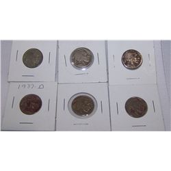 LOT OF (6) UNITED STATES INDIAN HEAD BUFFALO NICKELS